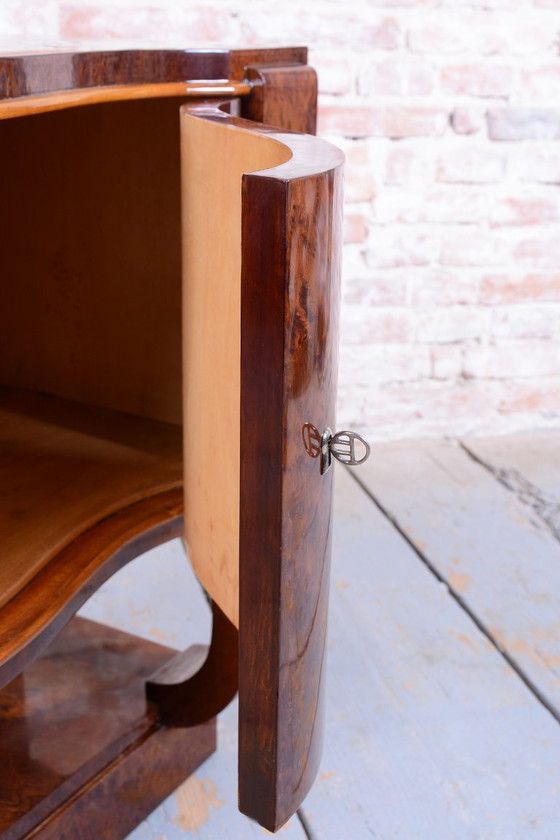 Par de mesitas de noche Art Déco restauradas, de madera de haya, de estilo polaco recuperado, Francia, (photo 18 of 19)