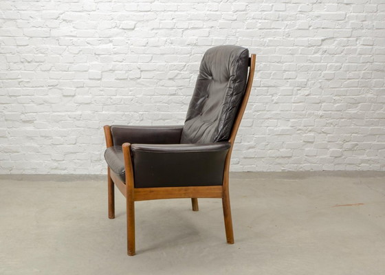 Image 1 of Fauteuil lounge scandinave en cuir marron chocolat G-Möbel, Suède, années 1960.