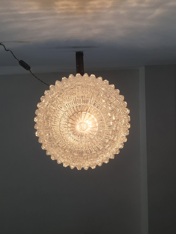 Image 1 of 70s glass chandelier.