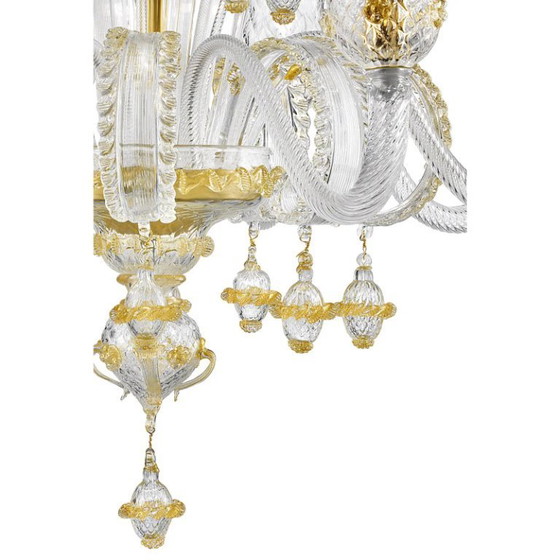 Image 1 of Prunkvoller Rigadin-Kronleuchter aus Muranoglas mit edlem Goldbesatz