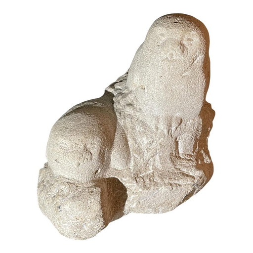 Sculptures d'animaux hiboux en pierre par Herbert Geldhof, années 1960