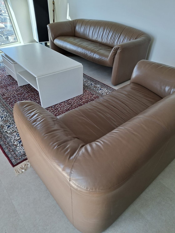 Image 1 of Bankstel Leolux Mink, 2-zits y 3-zits, luz bruin leer