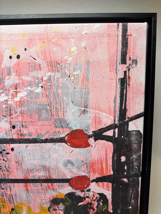 Image 1 of Ronald Chapeau - "Il più grande 1" - Muhammad Ali - Tecnica mista su tela incorniciata