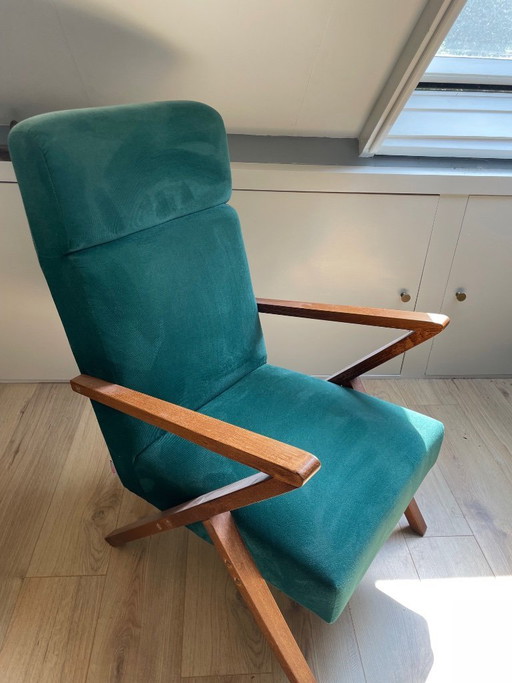 Poltrona lounge Retrostar verde Sternzeit Design della linea Velvet