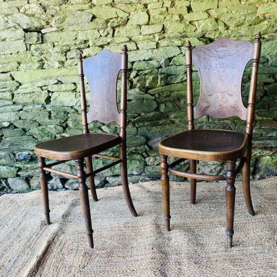 Image 1 of Pair of 2 chairs with relief pattern