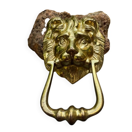 Gran aldaba de león en latón macizo Art Nouveau