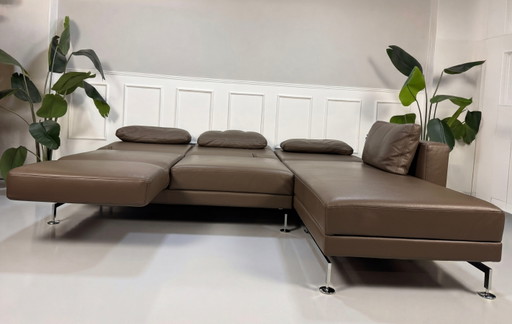 Brühl Moule Ecksofa Leder Sofa Braun Schlaffunktion