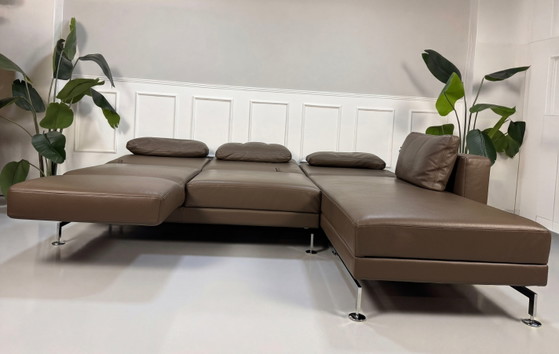 Image 1 of Brühl Moule Ecksofa Leder Sofa Braun Schlaffunktion