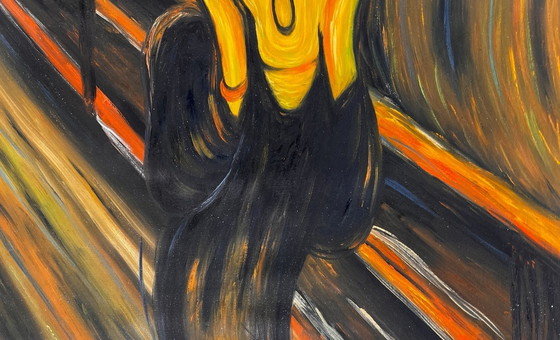 Image 1 of Edvard Munch – The Scream - Hand-painted interpretation | Oil on canvas (rolled up)