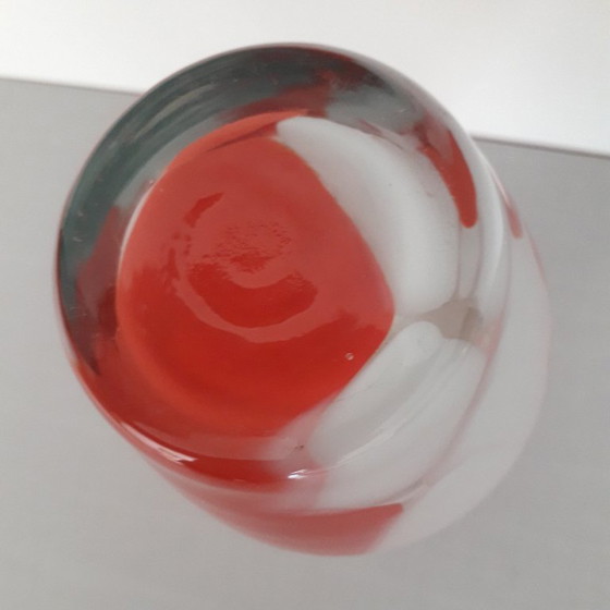 Image 1 of 3 Murano vases, in orange and white, circa 1965