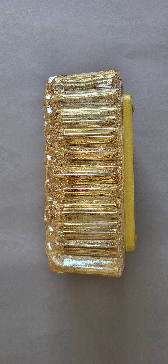 Image 1 of Glashütte Limburg Wandlamp Structuurglas Amber Mid Century Vintage