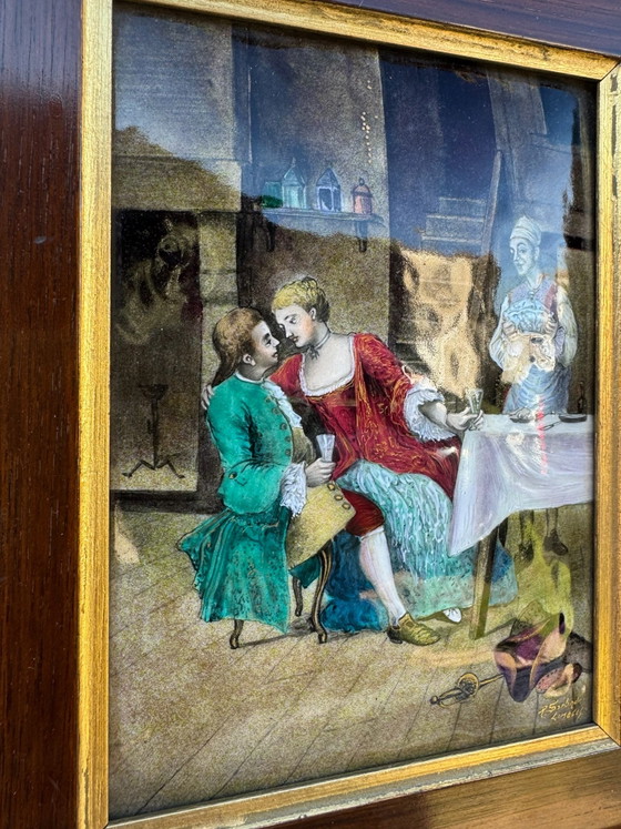 Quadro smaltato Art Limoges R.Sarlandie – Dipinti e disegni, Rame (photo 3 of 15)