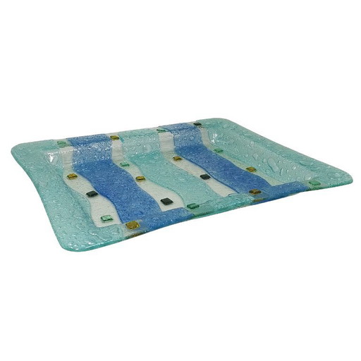 Splendido vassoio in vetro di Murano di Albatros, anni '70. Prodotto in Italia.