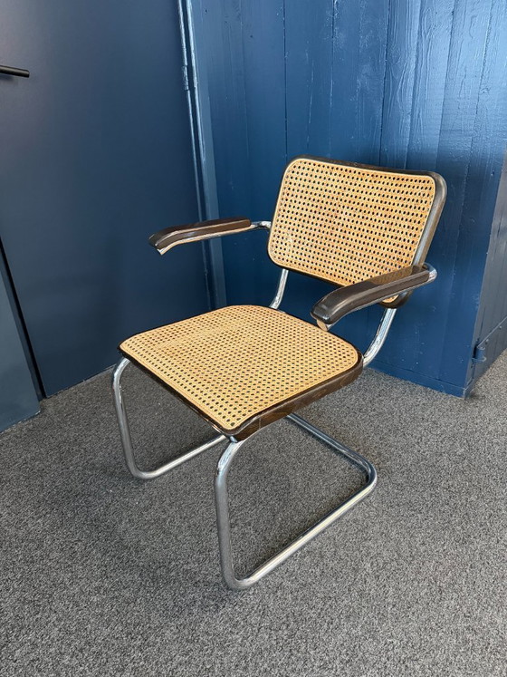 Image 1 of 6x - Originele Vintage Thonet Stoelen S 64 V - Marcel Breuer Met Armleuningen