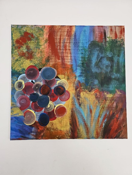 Image 1 of Large Abstract Painting – Fragments of Bloom Warm colors – T.C. Freiberger – Contemporary Expressionism