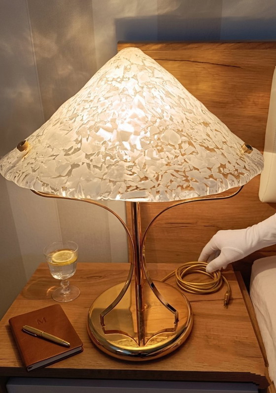 Image 1 of MURANO Large 46cm Table Lamp by Sylcom - Broken Ice Effect - Handmade - Made in Italy New