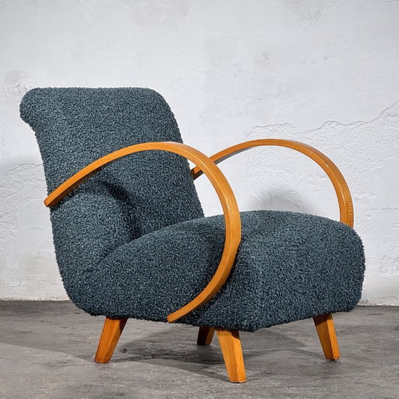 Paar Jindřich Halabala H-410 Fauteuils van UP Závody, jaren 30 – Textile (photo 5 of 11)