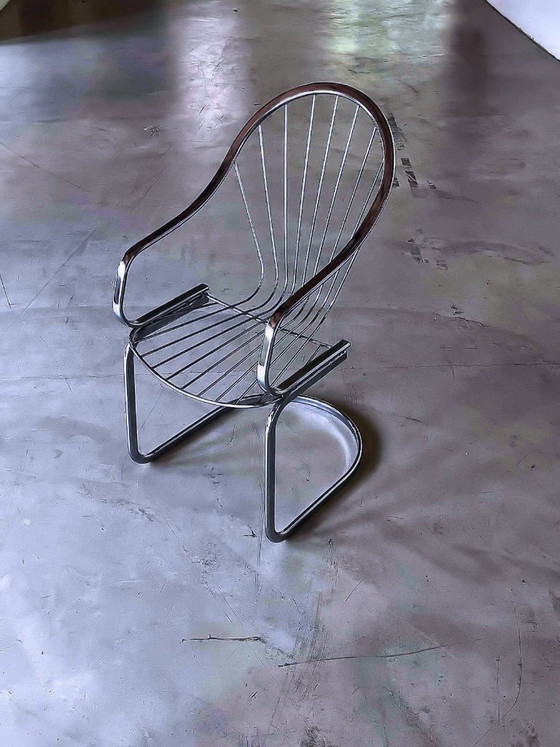 Image 1 of 4 cantilever chrome chairs by Rinaldi for Rima, chrome chairs from the 1970s