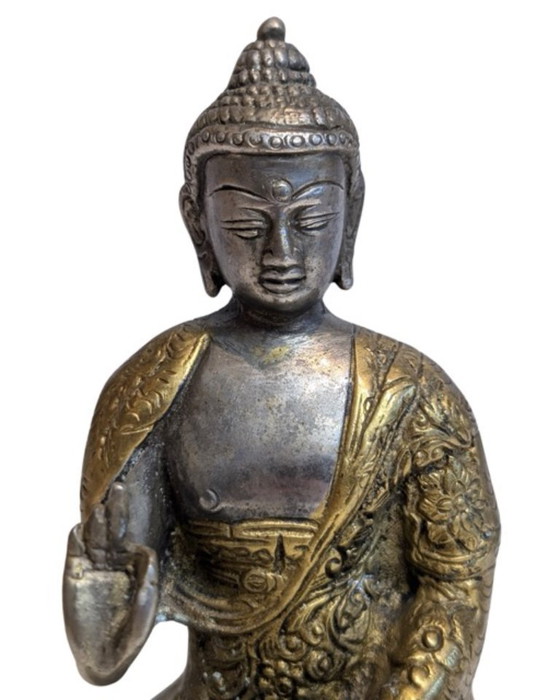 Antique Tibetan Gilt-Bronze Buddha in Vitarka Mudra – 19th Century – Decorative Objects (photo 6 of 7)