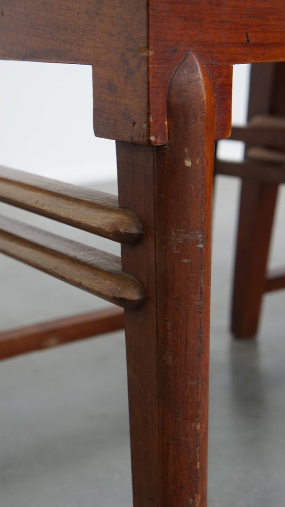 Image 1 of 6 x Sedia da pranzo in legno dal design Art Déco con seduta e schienale in vimini