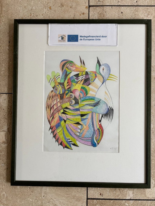 5x Pastellkreidezeichnungen - ungerahmt