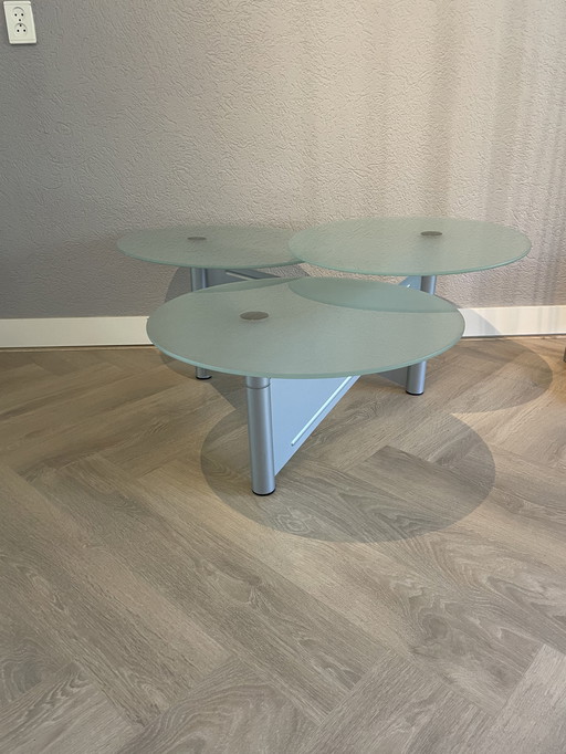 side/saloon tables with 3 glass tops