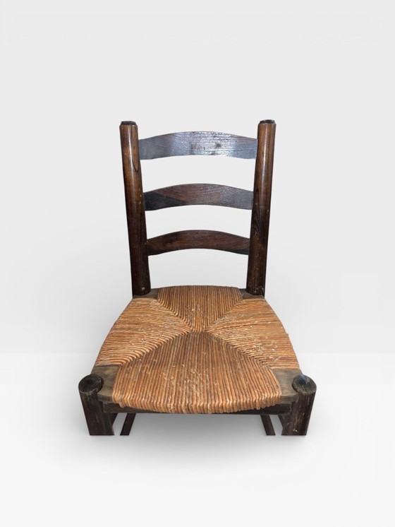 Image 1 of Antique wooden and straw chair – Country/Rustic style