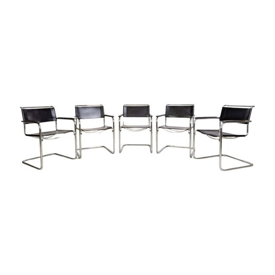 Image 1 of Set van 5 Thonet S34 Midcentury Cantilever stoelen Mart Stam Leer