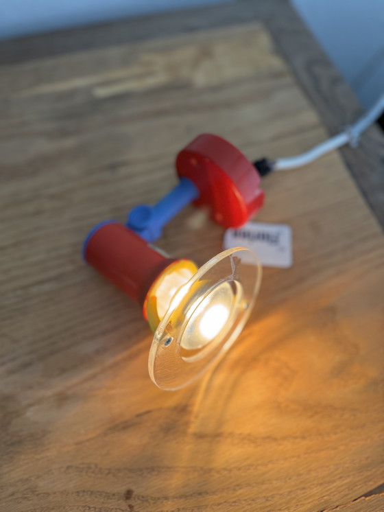 Image 1 of Vintage spotlight by Massive for IKEA in yellow/blue/red 80s.