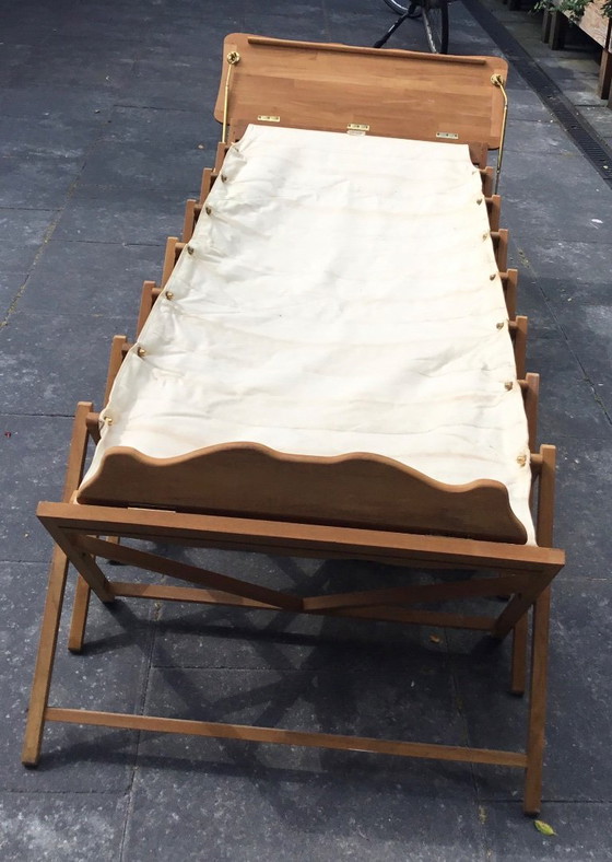 Extendable Teak Sun Lounger – Unopiù, Sunbed, Wood, Canvas (photo 7 of 16)