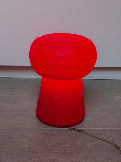 Vintage Francolight 'Petit' Mushroom Lamp - Italian Design - Space Age - 1970s - Red Plastic