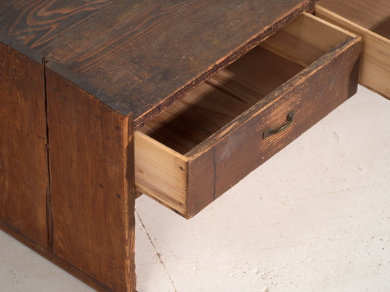 Japanese Low Desk Table with Drawers in Cedar – Showa Period (c.1926–1970) – Coffee tables, Metal, Rustic (photo 29 of 40)