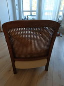 Chaise antique (65 x 78 x 75 cm) avec 2 coussins