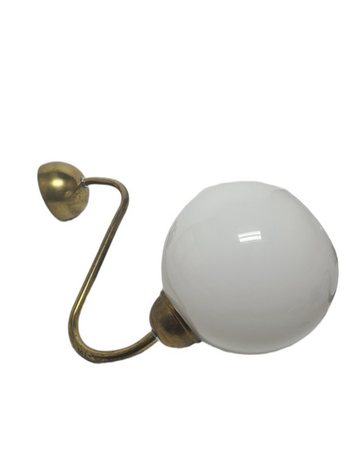 Art Deco wandlamp, Polen, jaren 1950 – wandlampen, Glass, Brass