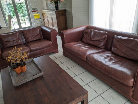 Magnifique ensemble lounge 3 places + 2 places en cuir marron de Machalke – Canapés, Leather (photo 5 of 5)