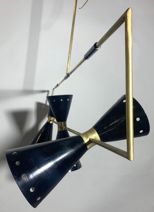 Lampada da soffitto vintage con sei luci regolabili di Stilnovo, Italia, 1953