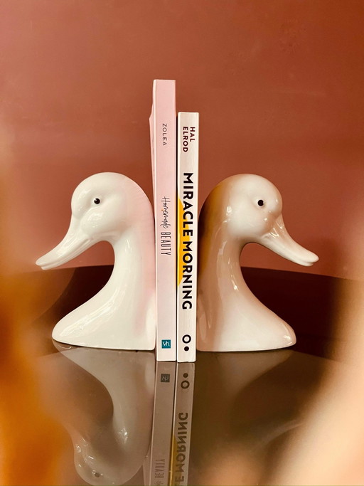 Keramik Enten Buchstützen - 80er Jahre