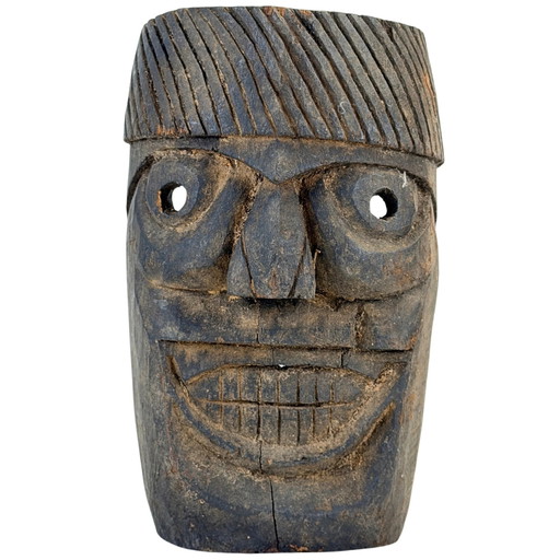 Máscara chamánica nepalí antigua con dientes – Middle Hills – ca. 1900–1930