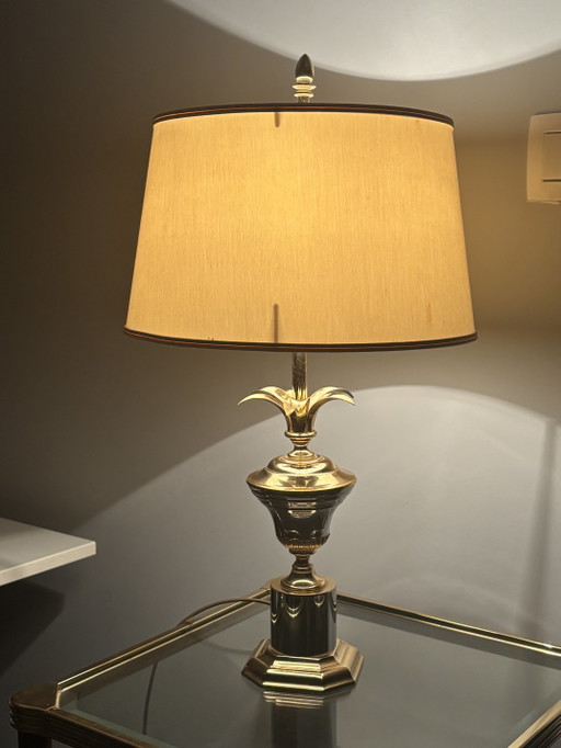 Vintage Massive Hollywood Regency Palm Tree Table Lamp – 1970s Brass