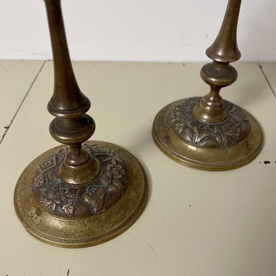 Image 1 of Pair Of Antique Candlesticks