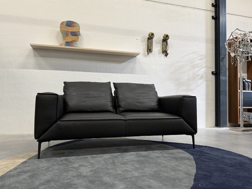Canapé 2 places Jori Longueville en cuir noir
