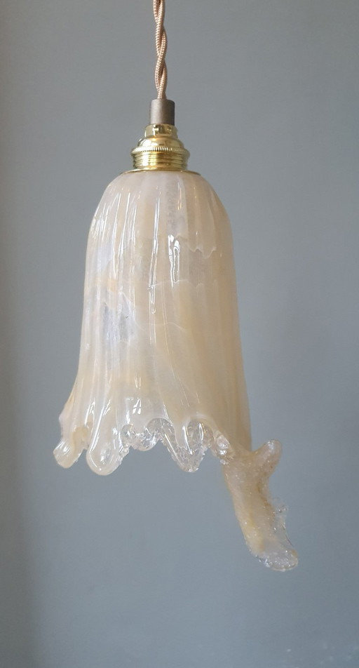 Antieke Amberkleurige glazen Murano lamp