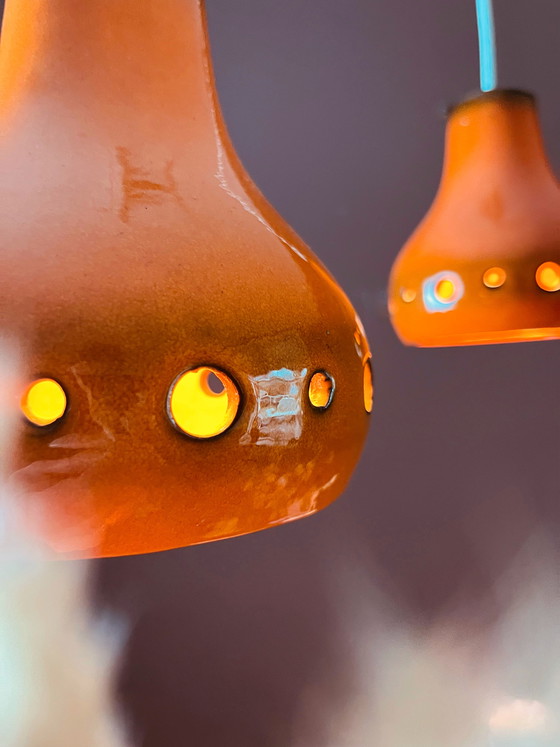 Image 1 of Uniek! Oranje Keramieken Cascade Hanglamp