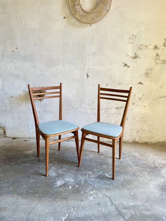 Image 1 of 4 chaises vintage scandinave bois - années 60/70
