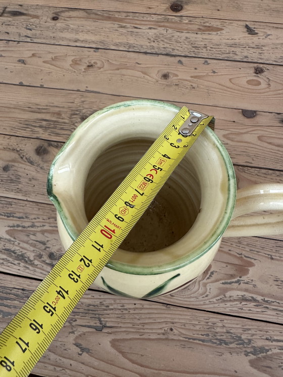 Image 1 of Vallauris glazed ceramic pitcher from the 50s, Olives Noires decor