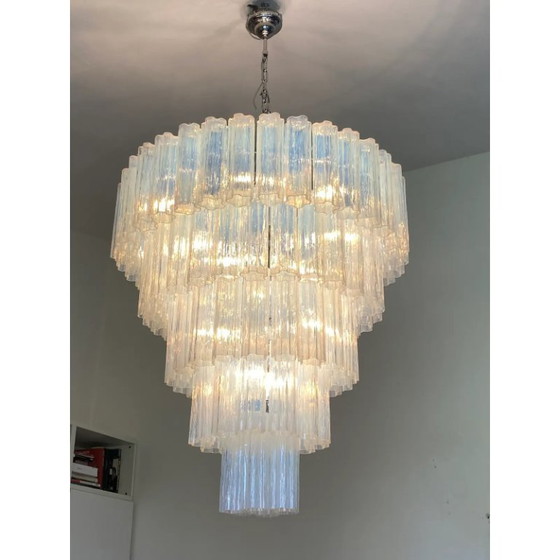Image 1 of Lustre contemporain en verre de Murano Opalino « Tronchi » de style Venini