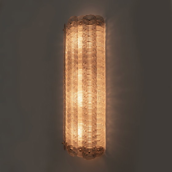 Image 1 of Paire d'appliques murales italiennes en verre de Murano de style moderne du milieu du siècle, modèle « Reticello », années 1990