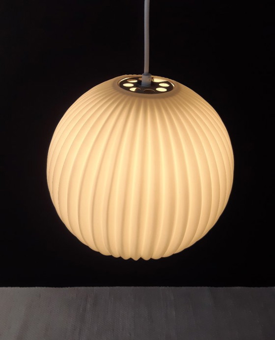 Image 1 of Louis Kalff for Philips Eindhoven, vintage milk glass pendant lamp, beautiful in its simplicity, Dutch design, MCM lamp