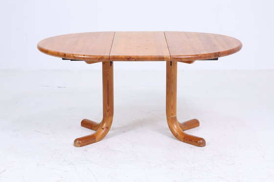 Image 1 of Table de cuisine vintage en pin des années 60 | Mid Century Table de salle à manger rétro des années 70 Bois extensible #05-41