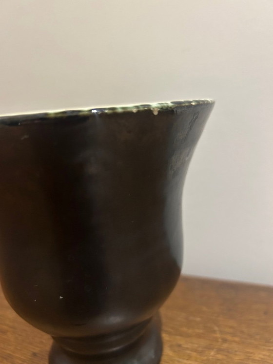 Image 1 of black and white vase from the 1950s